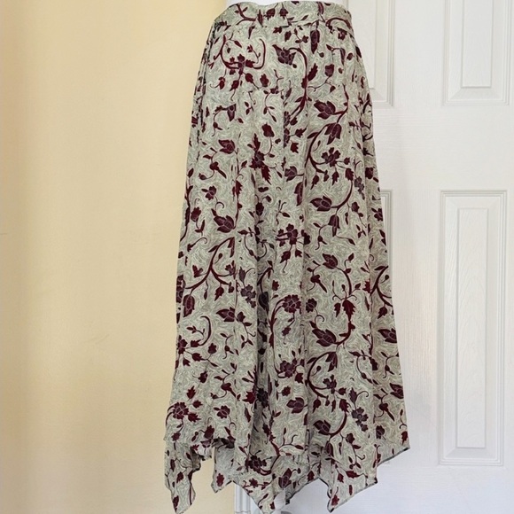 Ulla Johnson Ariana Floral Print Handkerchief Hem Silk Skirt Side Slit Snaps 8 - Picture 2 of 15